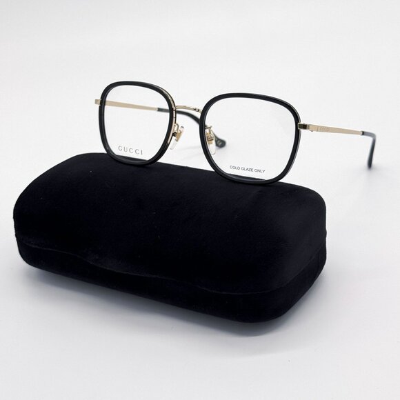 NEW GG0955OA 001 GUCCI BLACK GOLD ROUND UNISEX EYEGLASSES GUCCI - Picture 1 of 12